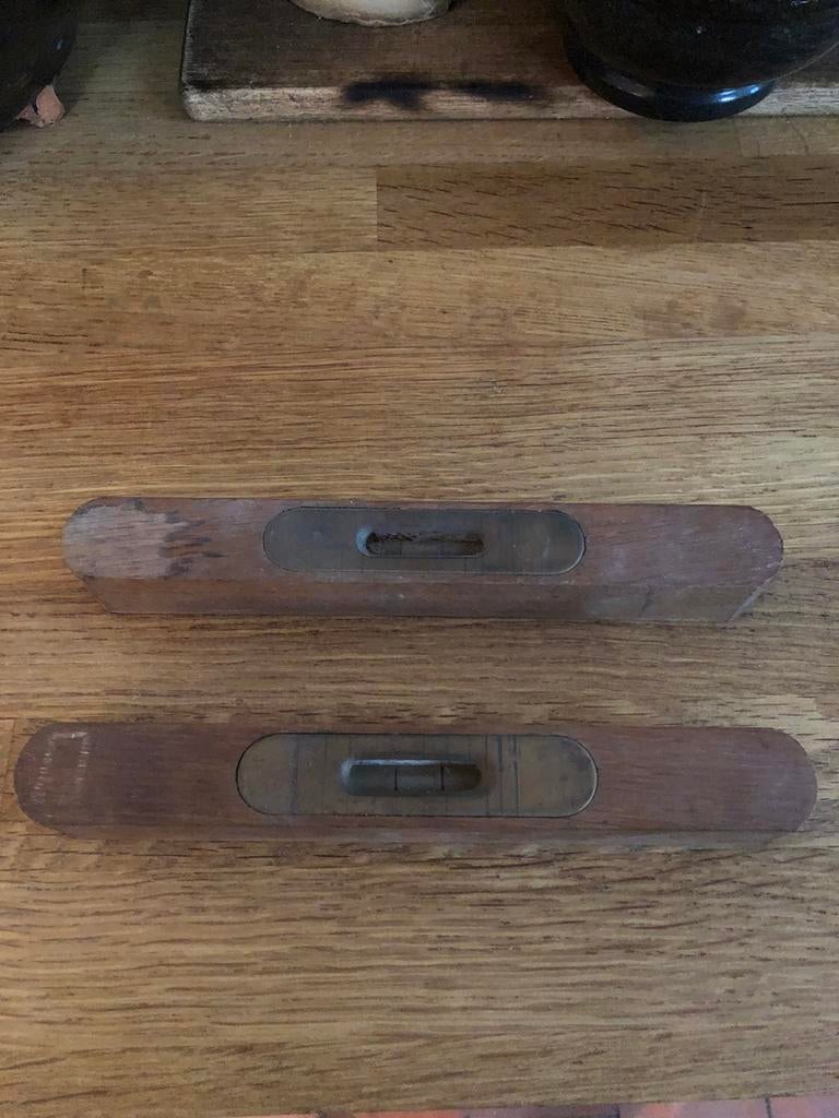 ANTIEKE WATERPAS 2 STUKS HOUT INSTRUMENT, Antiek en Kunst, Ophalen of Verzenden