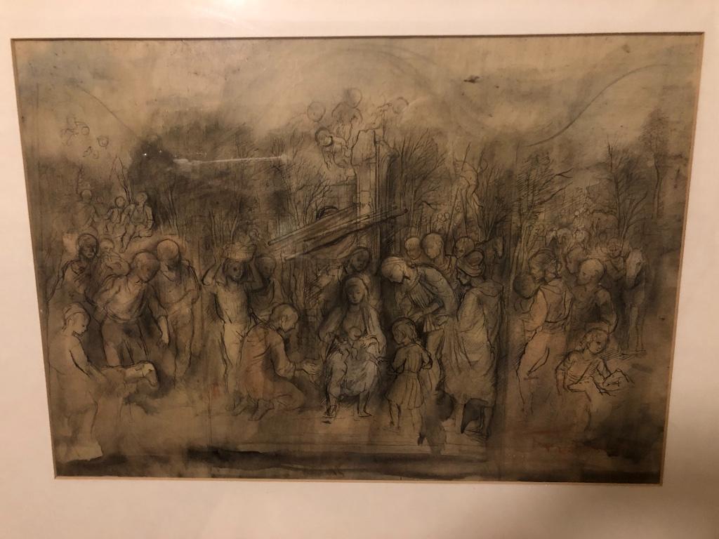 pentekening Jules Van Ael 'aanbidding', Antiek en Kunst, Ophalen