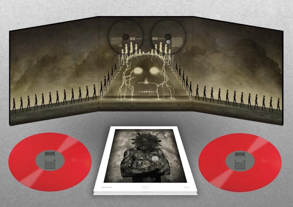 2LP+Cd+Dvd Box Muse Drones met 2 Lithos RED Vinyl NIEUW, Ophalen of Verzenden, Zo goed als nieuw, Overige formaten