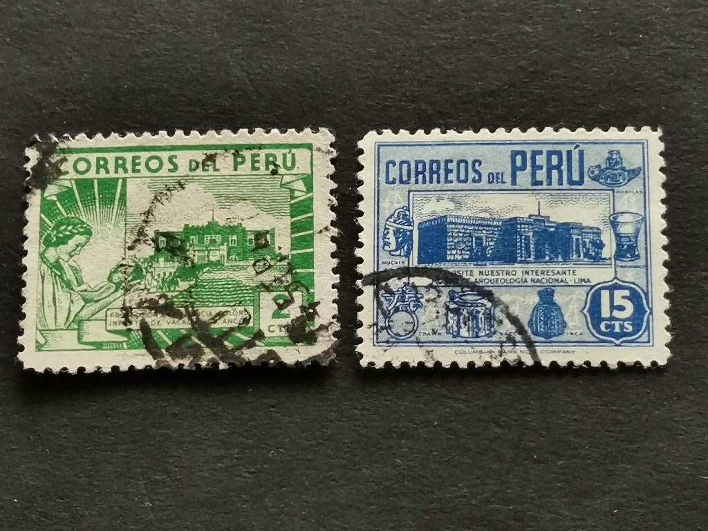 Peru 1945 - gebouwen, inscriptie "Columbian Bank Note Co.", Ophalen of Verzenden, Gestempeld, Zuid-Amerika
