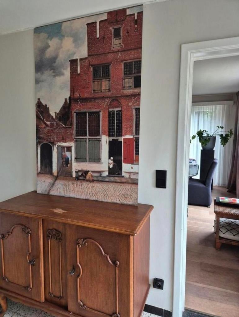 Het straatje van vermeer op aluminium 98 cm x 145 cm, Antiek en Kunst, Ophalen