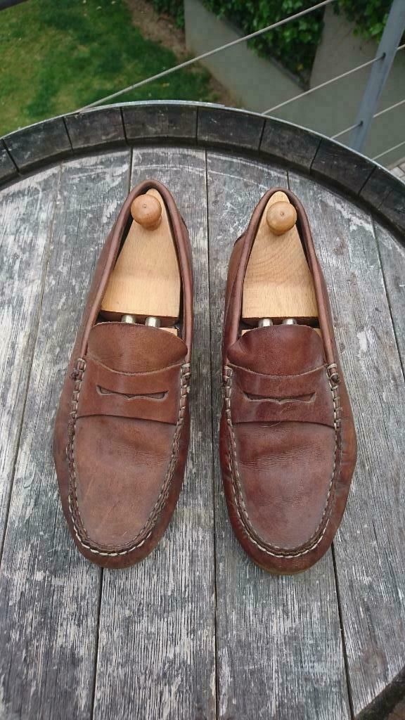 Paire de mocassins en cuir brun type Sebago Taille 43, Bruin, Ophalen of Verzenden, Espadrilles of Moccasins, Gedragen