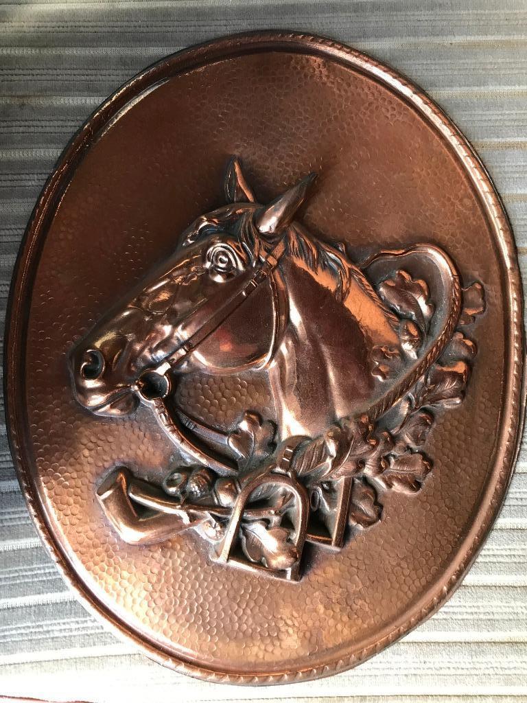 koperen plaat met paardekop, Antiek en Kunst, Ophalen of Verzenden