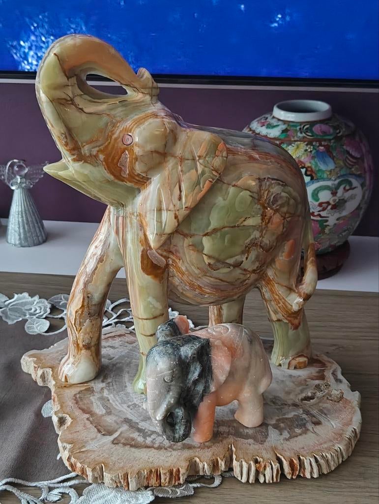 Olifant marmer Onyx en versteend hout schijf, Ophalen
