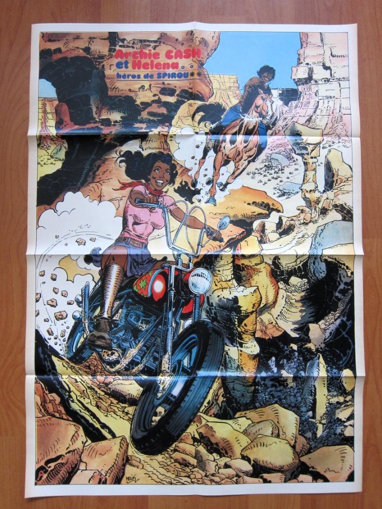 Spirou 1990 :Poster double face Archie Cash et Helena (1976), Livres, Malik, Enlèvement ou Envoi, Une BD, Comme neuf