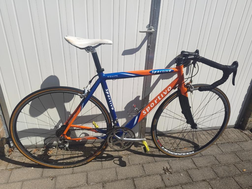 Sportivo Racefiets alu + carbon 58 - Campagnolo afmontage, Aluminium, 57 à 61 cm, Enlèvement, Utilisé