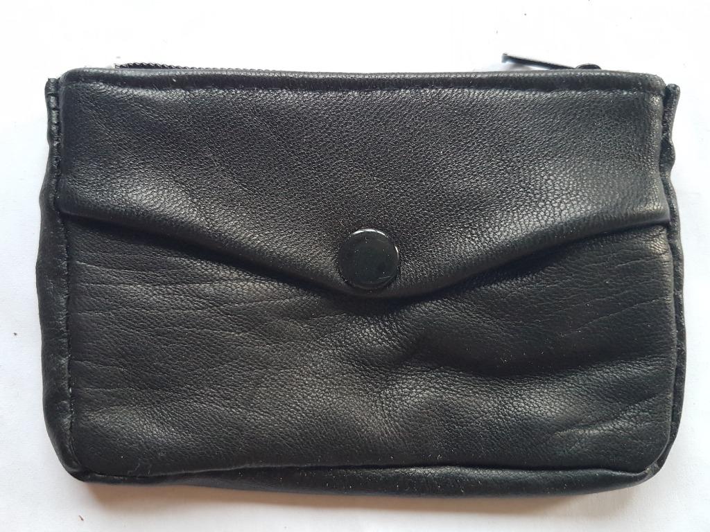 Vintage leren portemonnee 6 x 9,5 cm, Ophalen of Verzenden, Gebruikt, Zwart, Leder