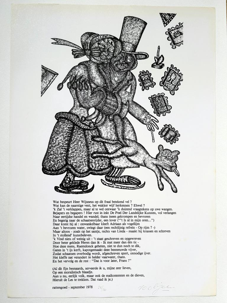 PJEROO ROOBJEE - Zeefdruk / SIG - Zwarte Panter - 63 x 44 cm, Antiek en Kunst, Verzenden