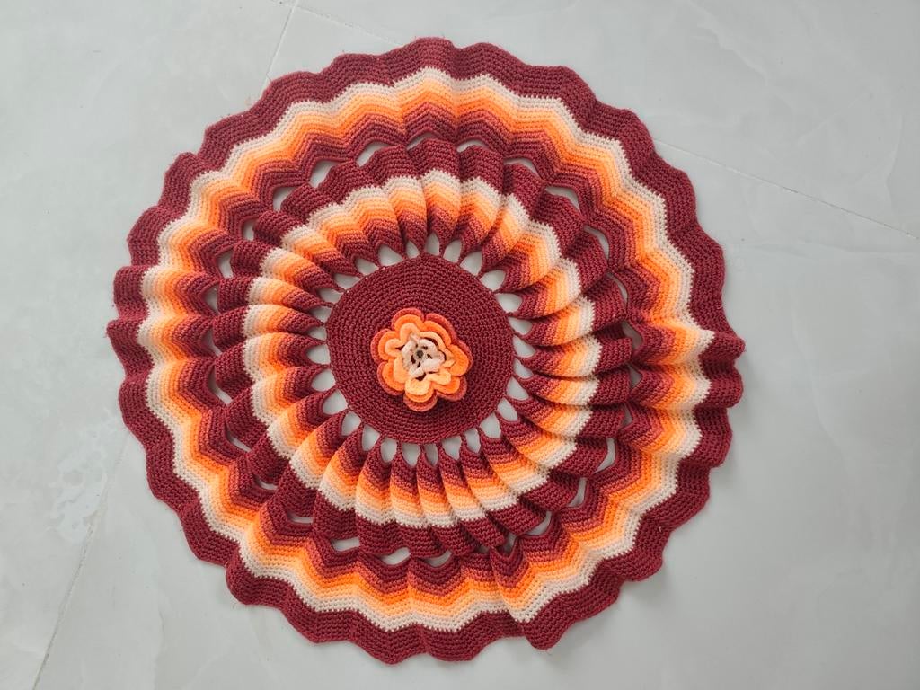 napperon au crochet Vintage couleurs et motifs typiques 70', Enlèvement ou Envoi, Utilisé