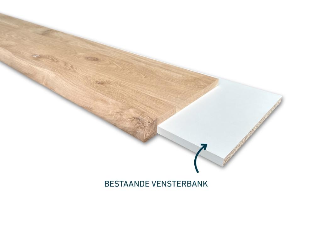 Vensterbank - massief eiken - Boomkant - Op voorraad, Doe-het-zelf en Bouw, Plinten en Afwerking, Ophalen of Verzenden, Nieuw