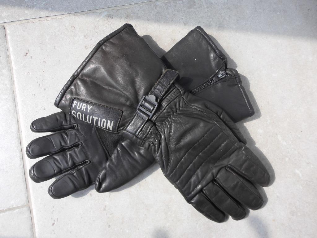 Zwart leren motorhandschoenen "FURITEX" maat 9, Motoren, Heren, Handschoenen, Tweedehands, FURITEX