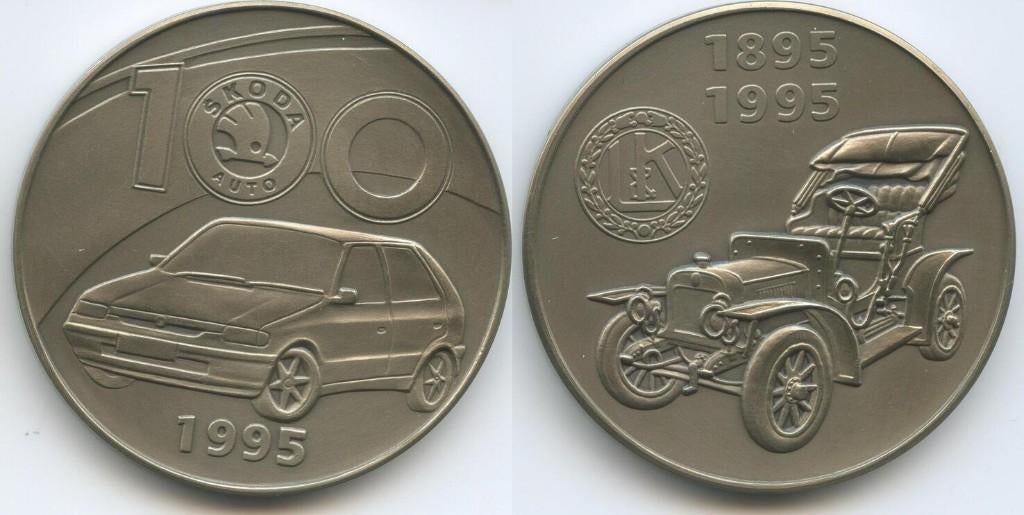 Skoda 100 jaar 1895-1995 Herdenkingsmunt, Verzamelen, Ophalen of Verzenden, Zo goed als nieuw, Overige typen