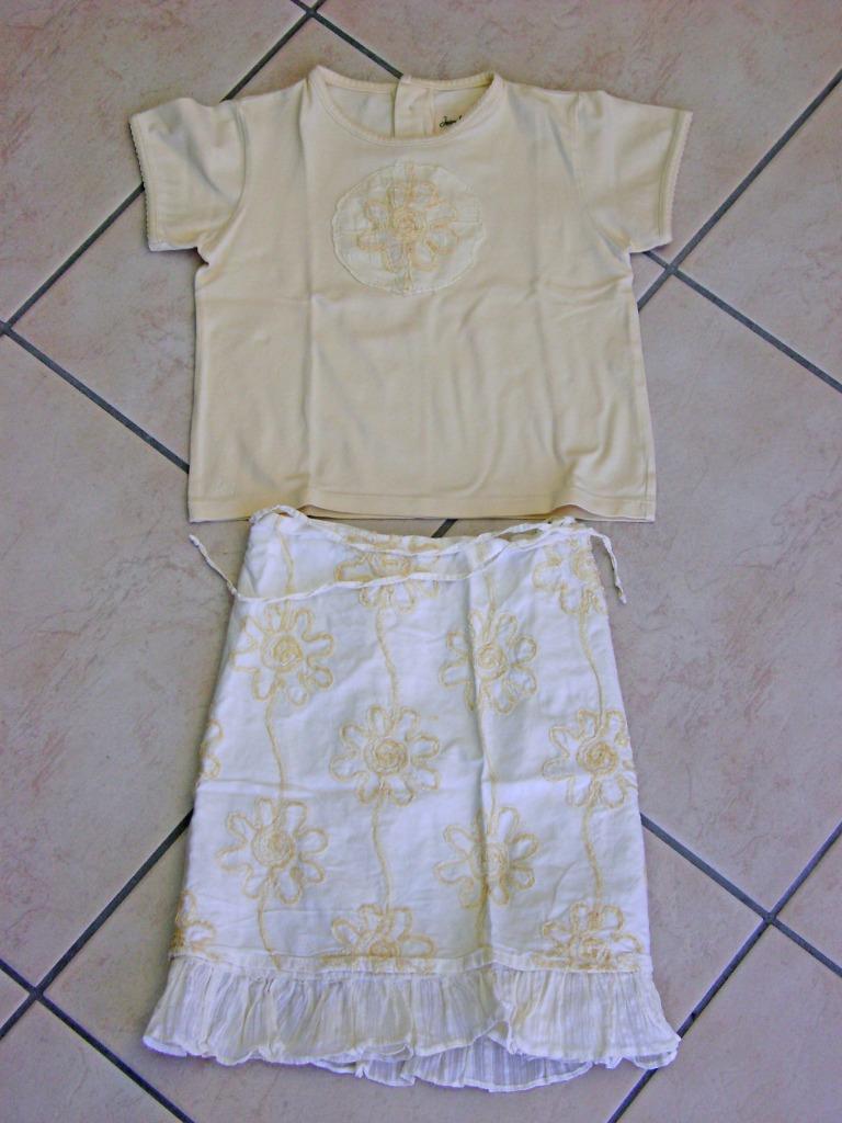 geel T-shirt en rokje Eliana en Luna in maat 116, Meisje, Zo goed als nieuw, Setje, Ophalen of Verzenden
