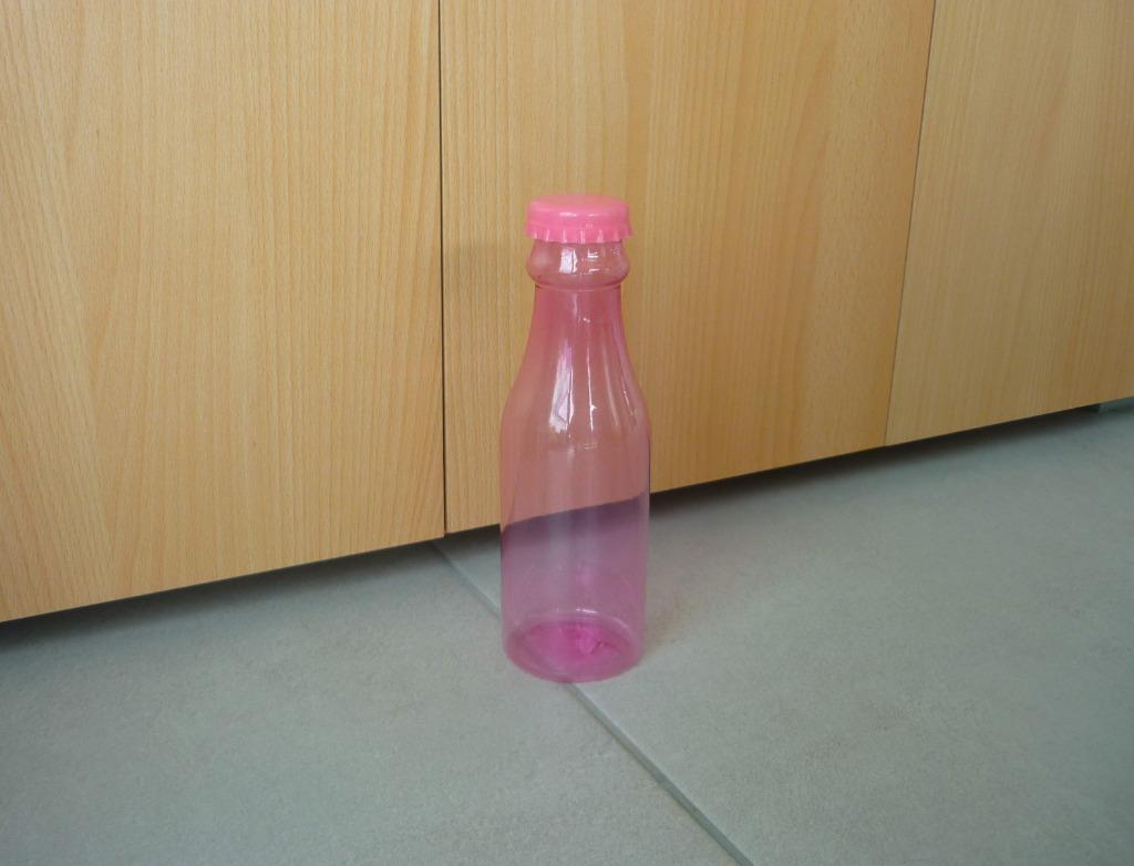 Herbruikbare roze transparante kunststof fles drinkfles 1L, Ophalen of Verzenden