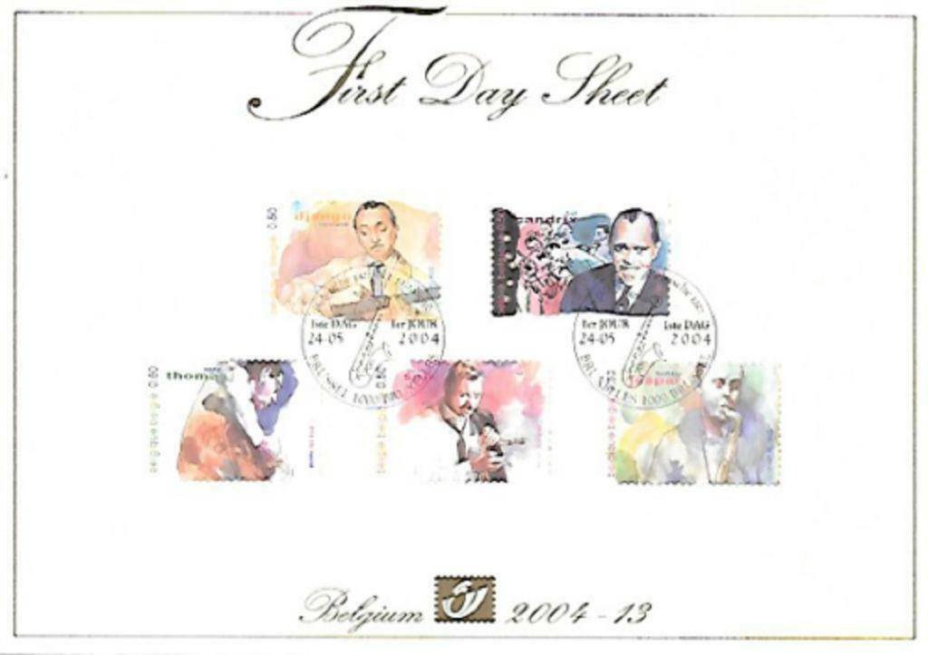 Année 2004 : FDS 2004-13 3284-3288 - Le jazz belge, Timbres & Monnaies, Timbres | Europe | Belgique, Enlèvement ou Envoi