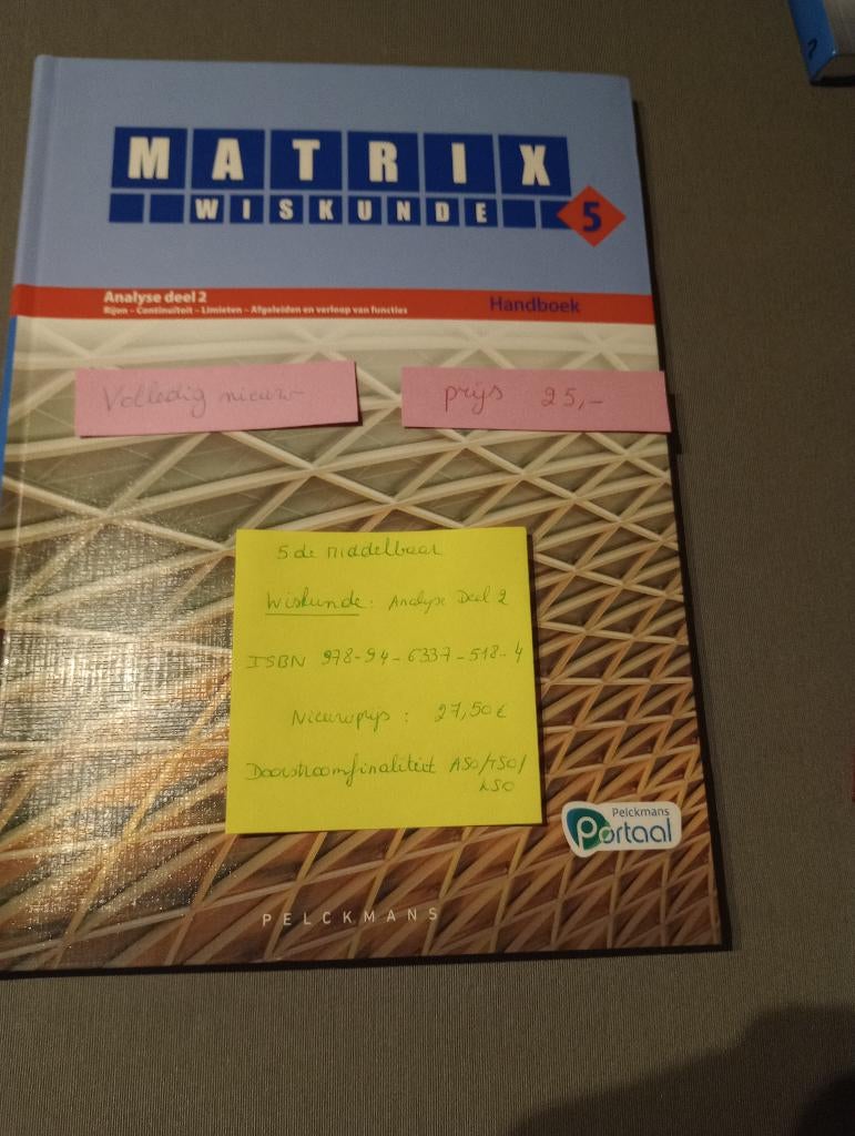 Matrix wiskunde 5de middelbaar NIEUW analyse deel 2, Boeken, ASO, Wiskunde A, Nieuw, Ophalen of Verzenden