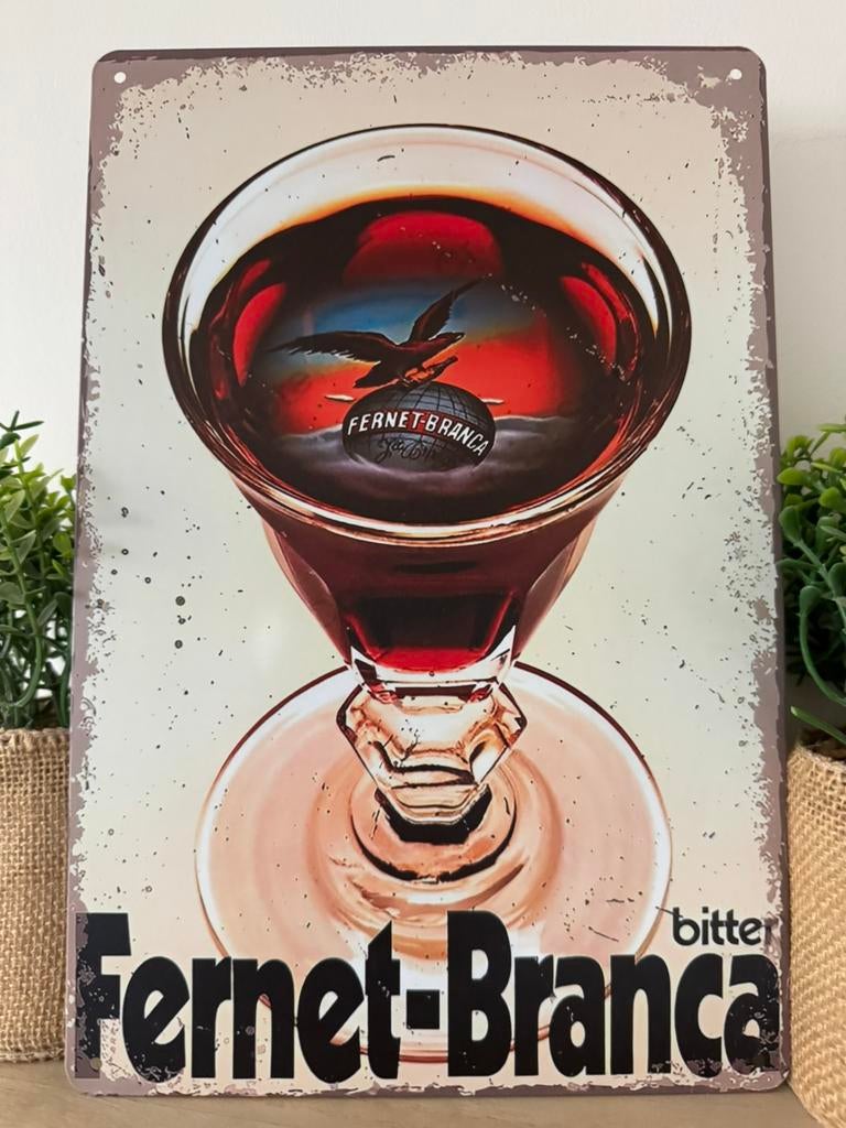 Metalen reclamebord Fernet -Branca, Verzamelen, Merken en Reclamevoorwerpen, Nieuw, Reclamebord, Ophalen of Verzenden