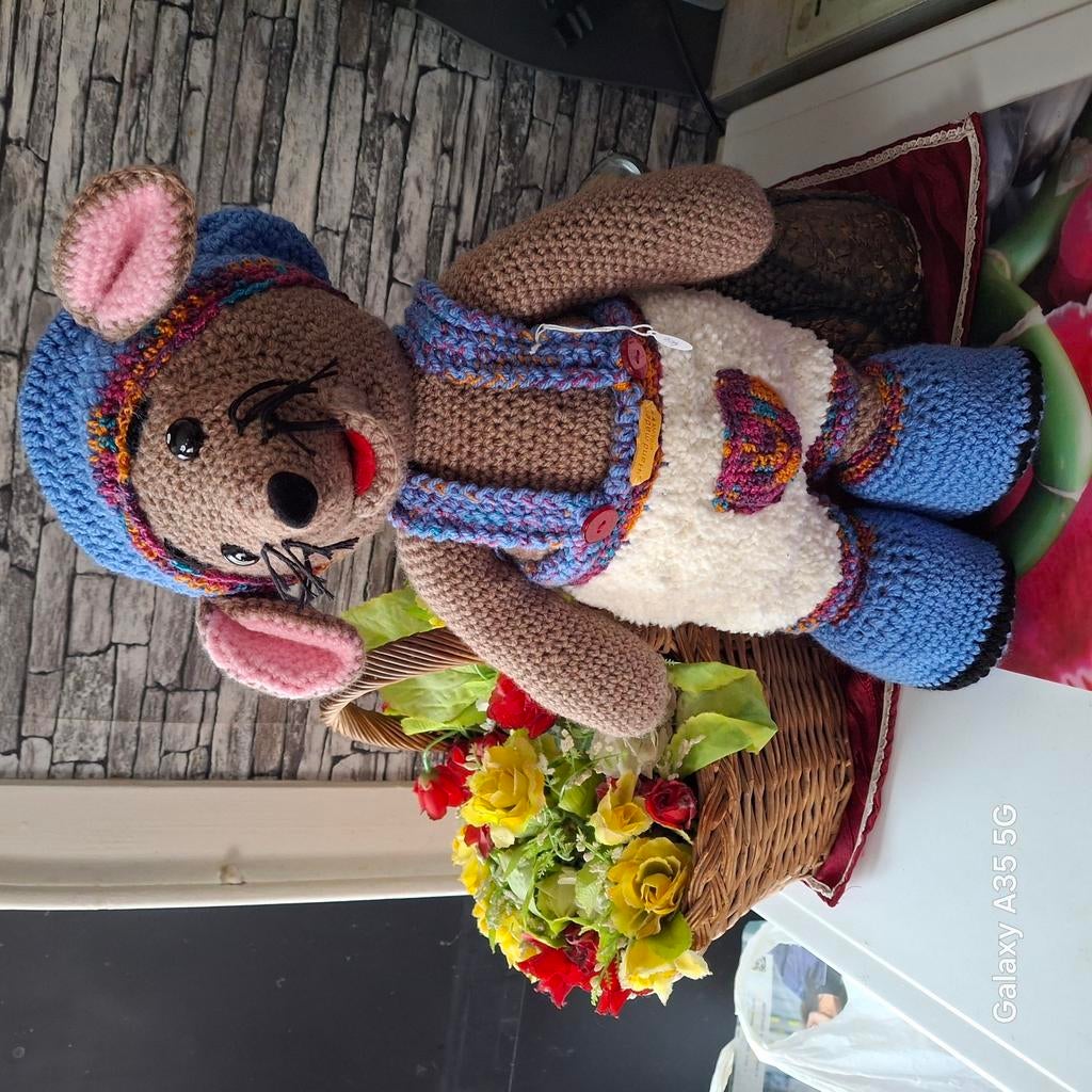 Souris 50cm en laine acrylique et laine de mouton écru et ma, Enlèvement ou Envoi, Neuf