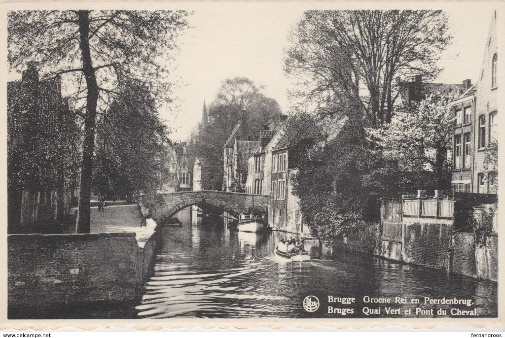 BRUGES BRUGGE QUAI VERT MAISON DU PELIKAN GROENE REI GODSHUI, Ophalen of Verzenden, 1940 tot 1960, Gelopen, West-Vlaanderen