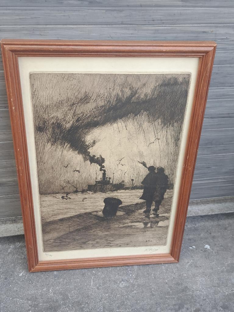 gravure fare well signe kurt peiser, Ophalen of Verzenden