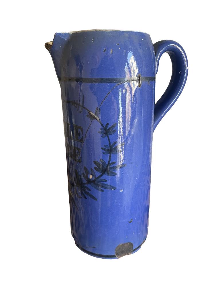 Brusselse aardewerken kruik - Dubbele liter - Blauwe achterg, Ophalen of Verzenden