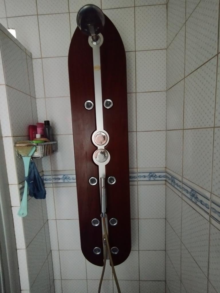 Colonne de douche Banos en bois précieux et aluminium, Enlèvement, Utilisé