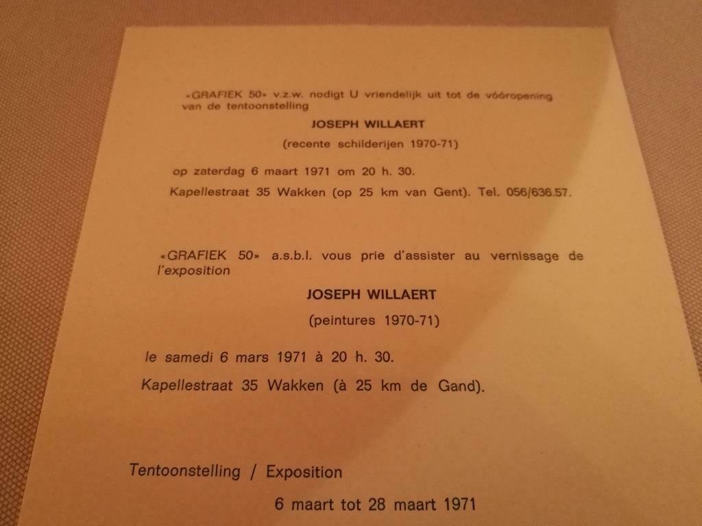 Joseph Willaert invitatie jaren 70, Ophalen of Verzenden, Nieuw, Grafische vormgeving
