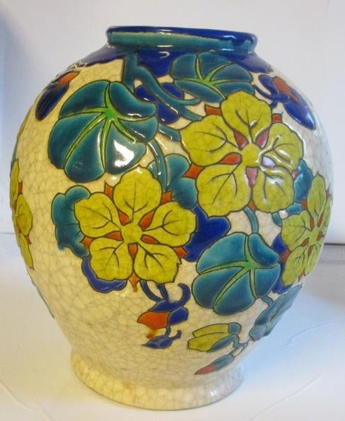 vase art déco Boch Keramis feuilles de l'atelier Catteau 177, Antiquités & Art, Envoi