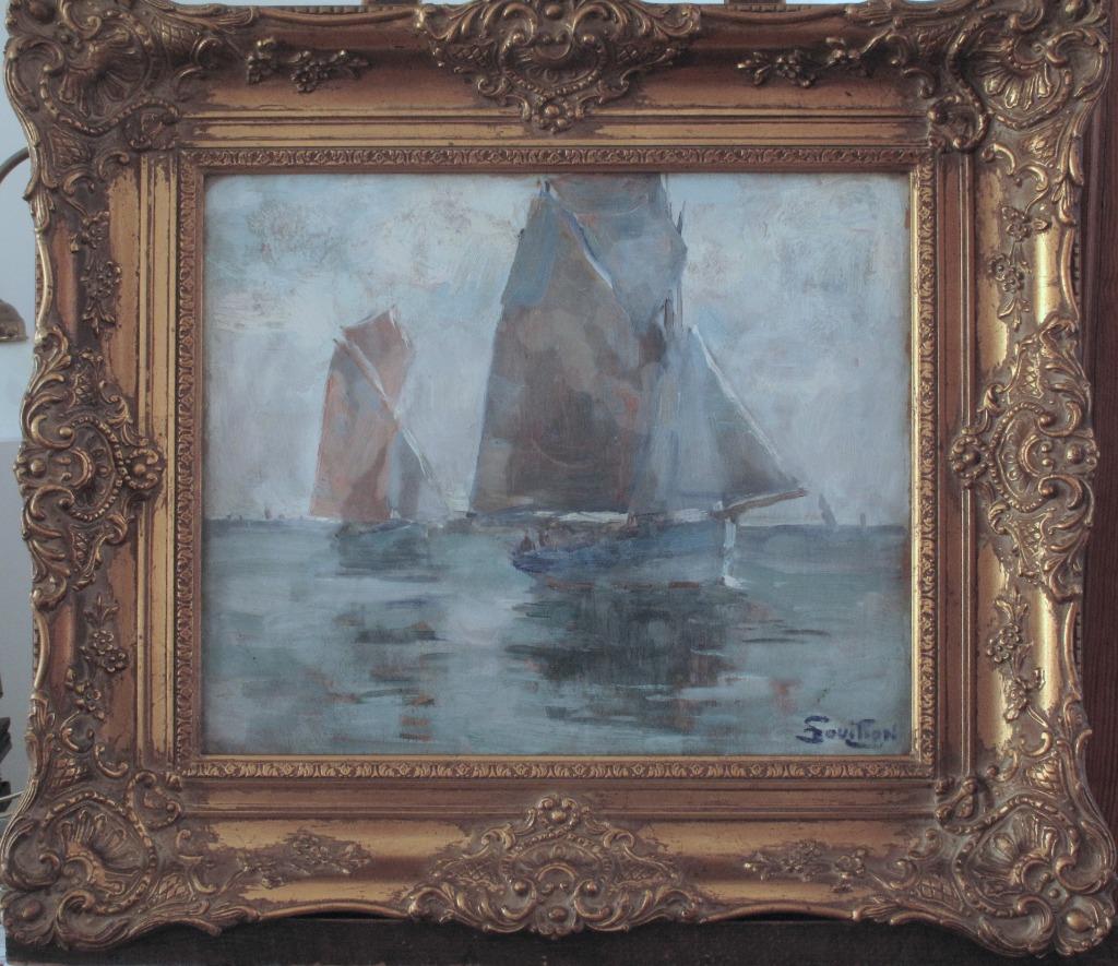 Huile, Marine, Voiliers Georges Bouillon 1891-1943, Antiquités & Art, Art | Peinture | Classique, Enlèvement ou Envoi