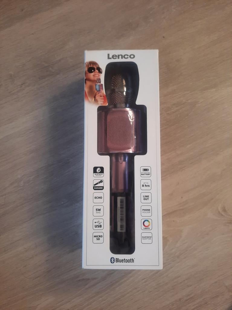 LENCO MICROPHONE WITH SPEAKER AND LIGHT ,KARAOKE BLUETOOTH, Ophalen, Zo goed als nieuw