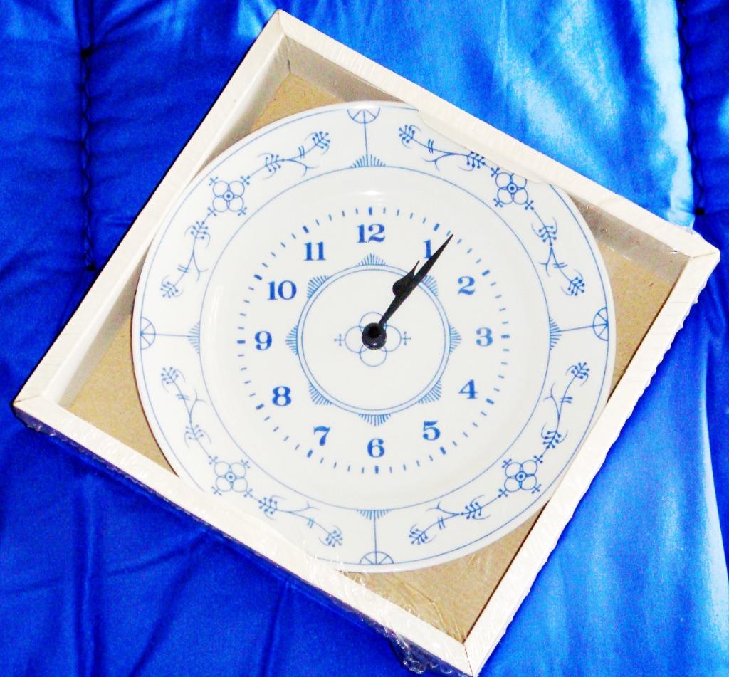 Horloge porcelaine / assiette Jäger ronde , quartz, 23 cm, Ophalen of Verzenden, Nieuw, Analoog, Wandklok