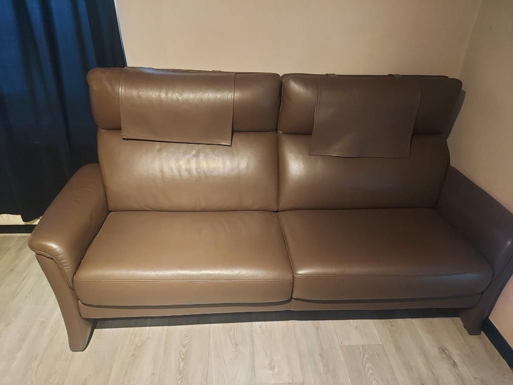 Bruine leren bank „2,5 zits”, Ophalen, Zo goed als nieuw, Passe-partout, moderne ou style vintage, Leer