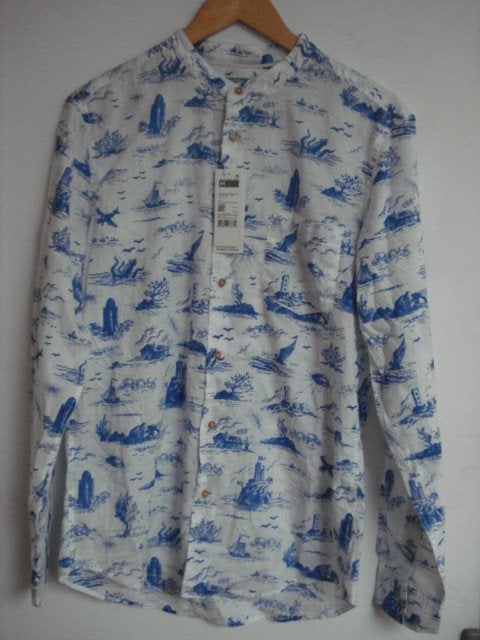 United Colors of Benetton M Medium hemd wit blauw, Kleding | Heren, Overhemden, Verzenden, United Colors of Benetton, Wit, Nieuw