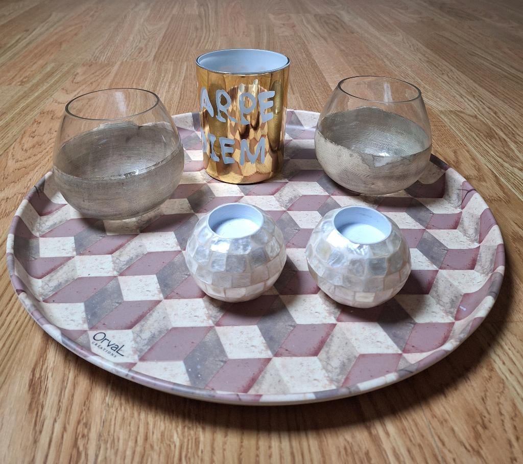 Schaal met decoratie, Huis en Inrichting, Ophalen, Zo goed als nieuw