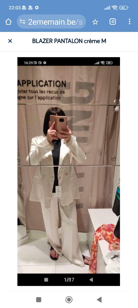 BERSHKA BERSHKA Satijn Crème Beige BROEK BLAZER M, Beige, Zo goed als nieuw, Lang, Bershka