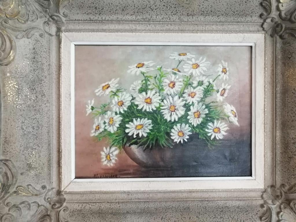 Groot schilderij van magrieten, Ophalen