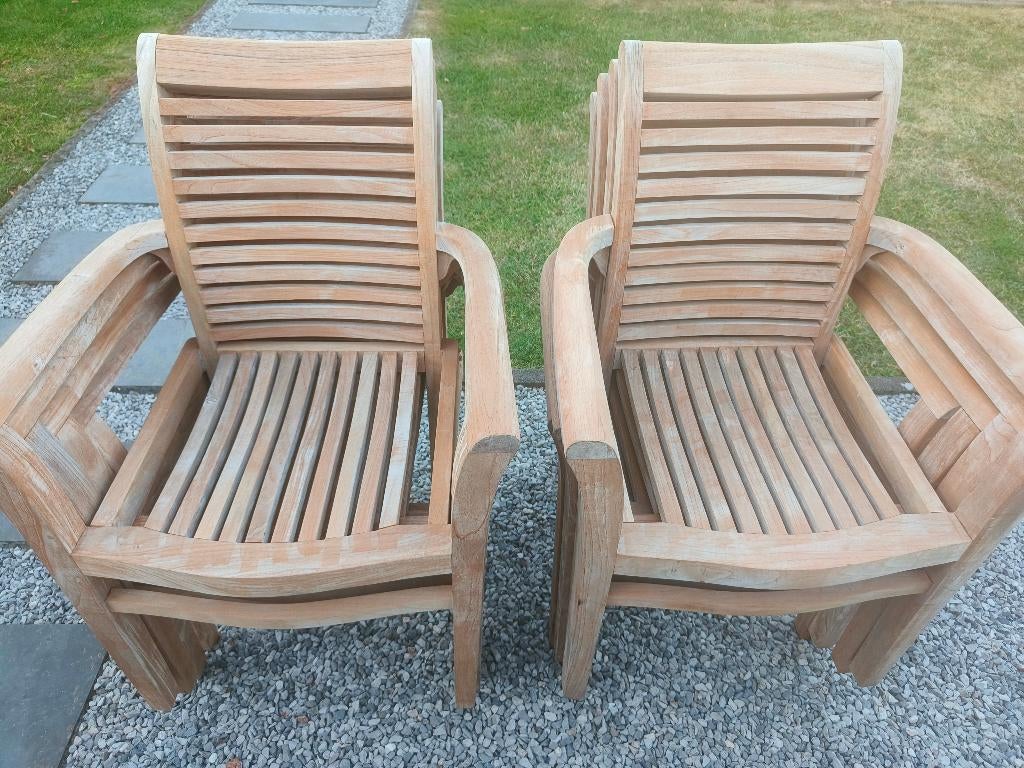 Tuinstoelen, Tuin en Terras, Tuinstoelen, Ophalen, Gebruikt, Teakhout, Stapelbaar