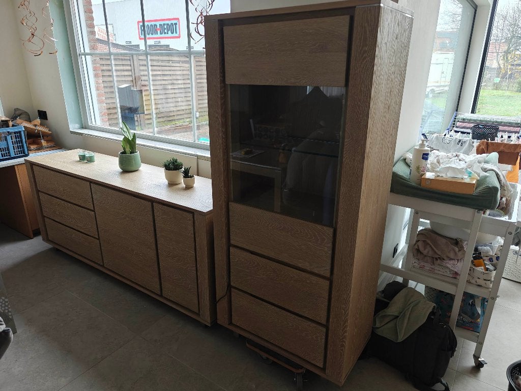 Set vitrine kasten, dessoir, tafel Henders & Hazel, Ophalen, 250 tot 300 cm, Gebruikt, Met lade(s)
