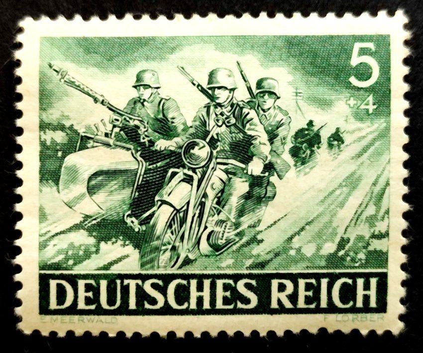 Deutsches Reich: Motorradfahrer 1943, Timbres & Monnaies, Timbres | Europe | Allemagne, Enlèvement ou Envoi, Autres périodes