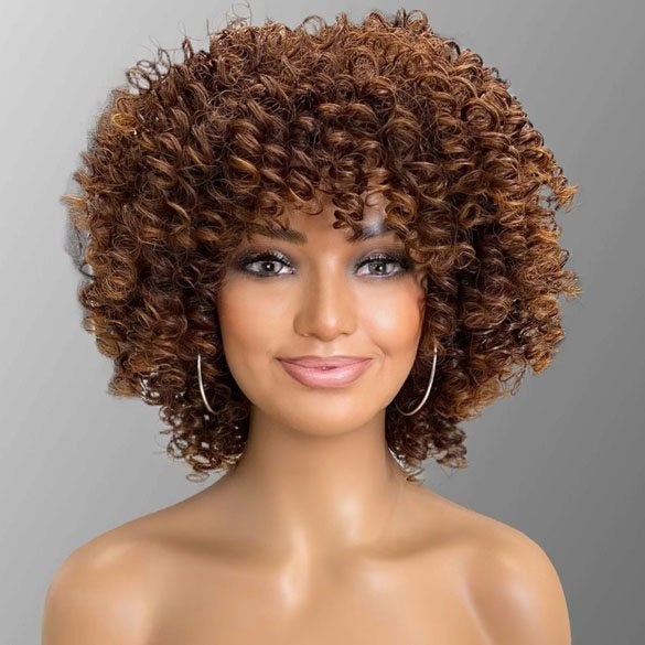 Pruik afro spiraalkrullen vol volume licht kastanjebruin mix, Handtassen en Accessoires, Verzenden, Nieuw