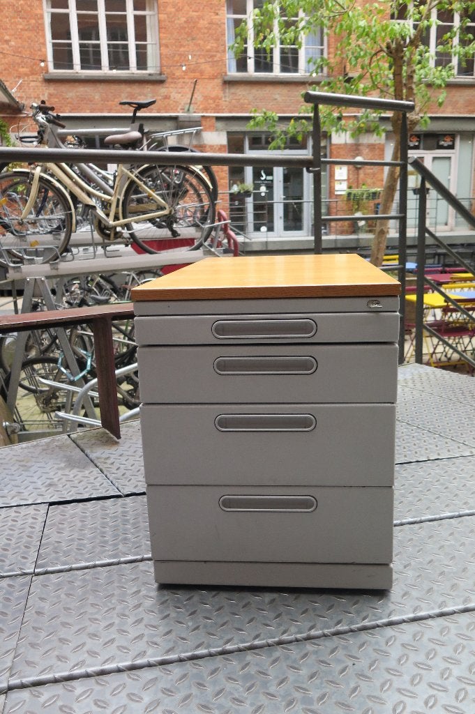 Caisson de bureau mobile à tiroirs, métal gris +plateau bois, Maison & Meubles, Classique, Bureau duo, Enlèvement, IKEA