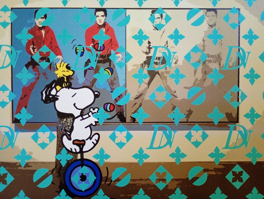 Pop-Art Death NYC Snoopy vs LV buitenkans 50€, Gelimiteerde oplage, Ophalen of Verzenden, Zeefdruk