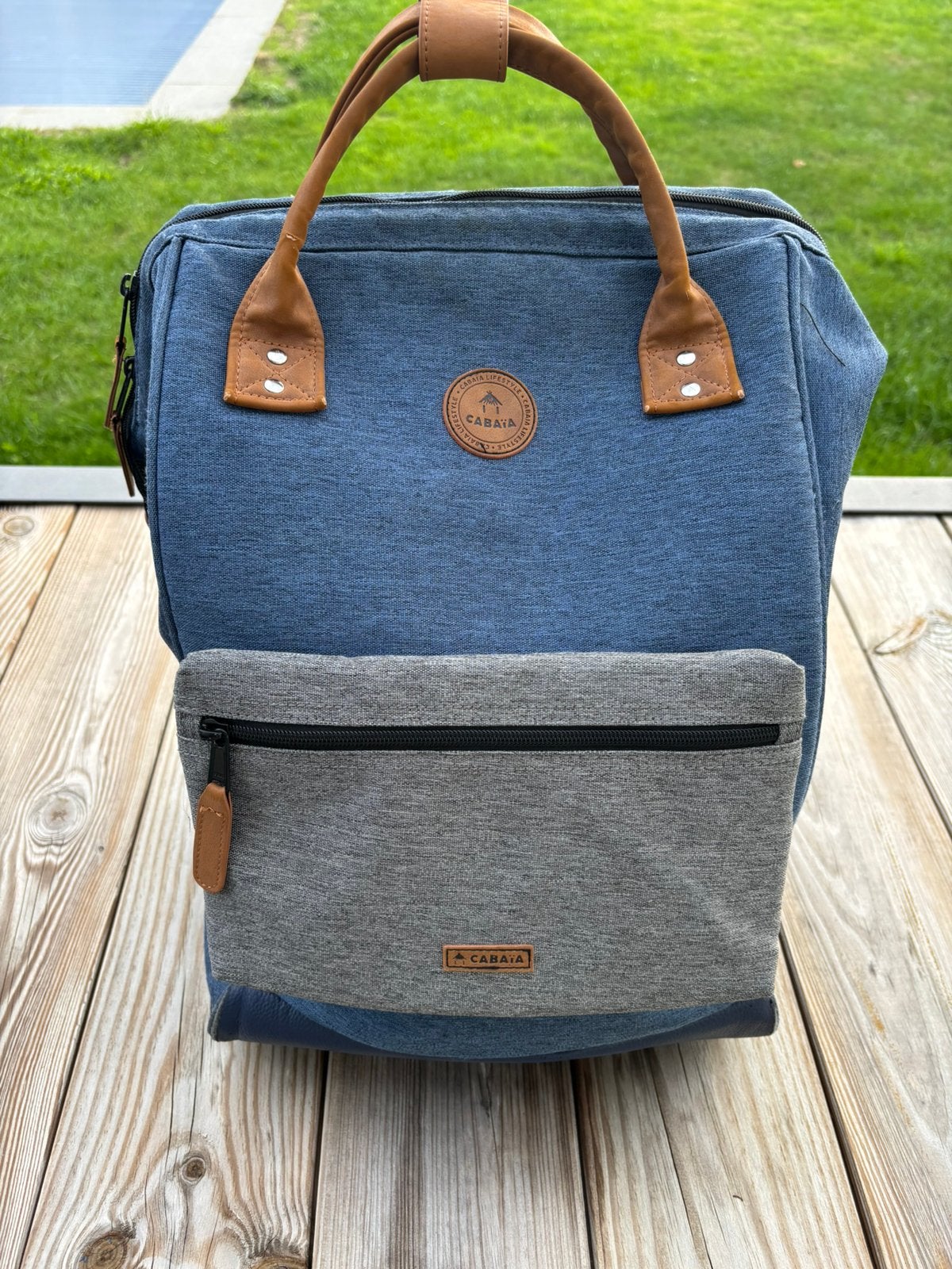 Cabaia blauwe rugzak/boekentas, Handtassen en Accessoires, Ophalen, Gebruikt, Blauw, Rugtas