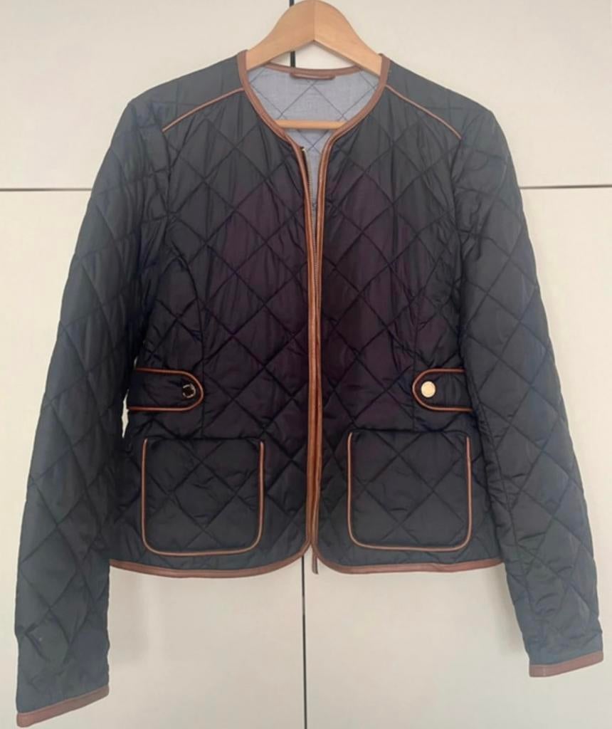 Veste Massimo Dutti bleu marine et cuir, Taille 42/44 (L), Enlèvement ou Envoi, Porté, Bleu
