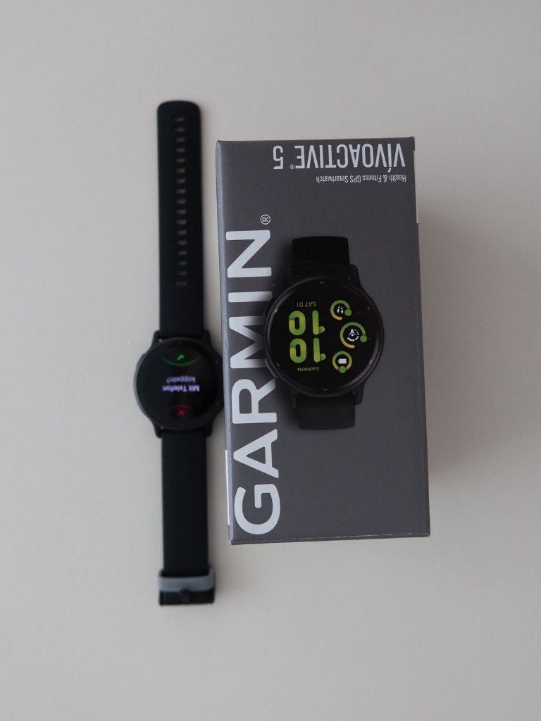 Garmin vívoactive 5 – 42 mm – zwart – originele doos, Zwart, Ophalen of Verzenden, Zo goed als nieuw, Waterdicht