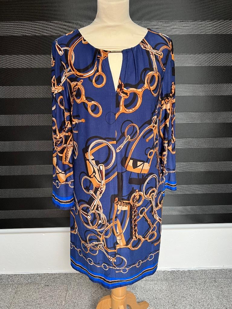Blauw gouden dames jurk K-Design maat L, K-design, Blauw, Maat 42/44 (L), Ophalen of Verzenden