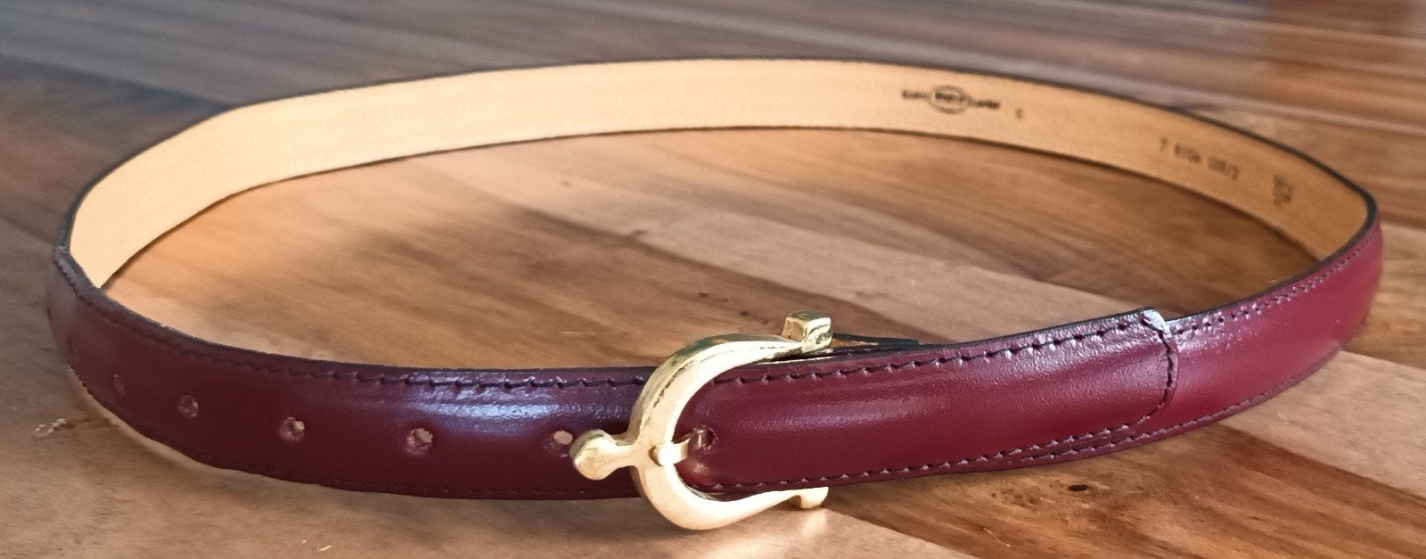 Ceinture vintage en cuir bordeaux HEPCO - Taille 75/30", Cuir véritable, Autres couleurs, Comme neuf, Enlèvement