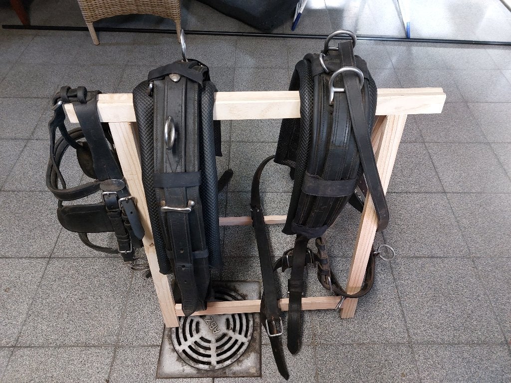 Harnais double en cuir intégral idéal, Ideal Equestrian, Noir, Harnais d'attelage, Comme neuf