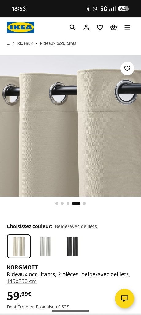 Rideaux, Neuf, 300 cm, Beige, 145 cm
