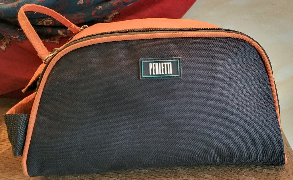 PERLETTI toilettas zwart/oranje 26x14x13 cm  ** ALS NIEUW **, Handtassen en Accessoires, Toilettassen, Ophalen of Verzenden, Zo goed als nieuw